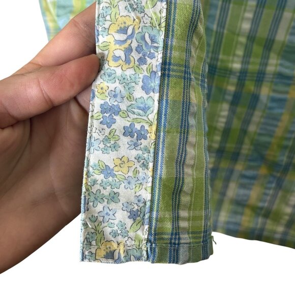Alfred Dunner Seersucker Top Plaid Button Front Shirt Women 18 NWT Shoulder Pads - Picture 9 of 11